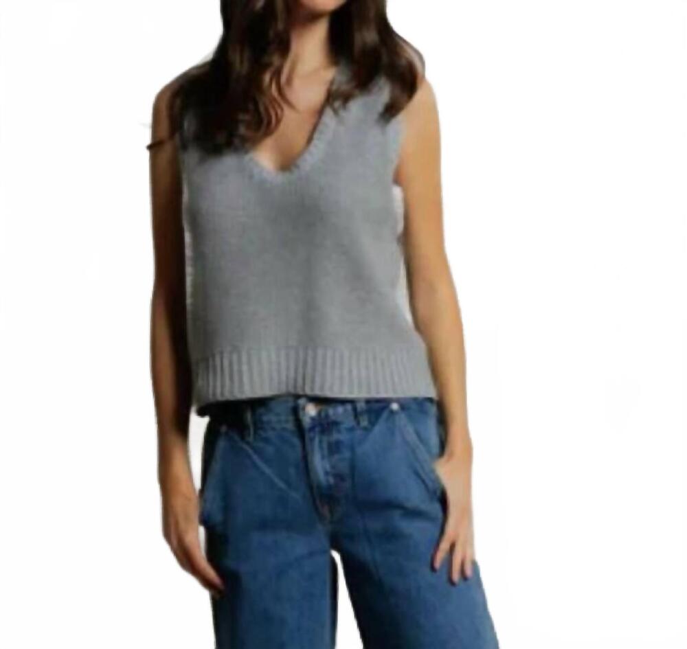 NEW PERFECTWHITETEE peggy sweater tank top in heather grey